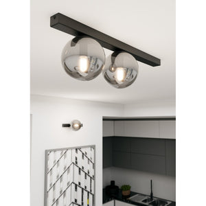 Lampada a Soffitto Fit 4, Nero, Acciaio, 60x17x14 cm, Seven Design
