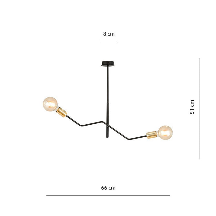 Lampada a Sospensione Bolt, Nero, Acciaio, 66x51x8 cm, Seven Design