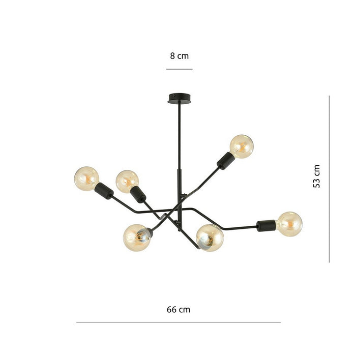 Lampada a Sospensione Frix 1, Nero, Acciaio, 66x53x66 cm, Seven Design
