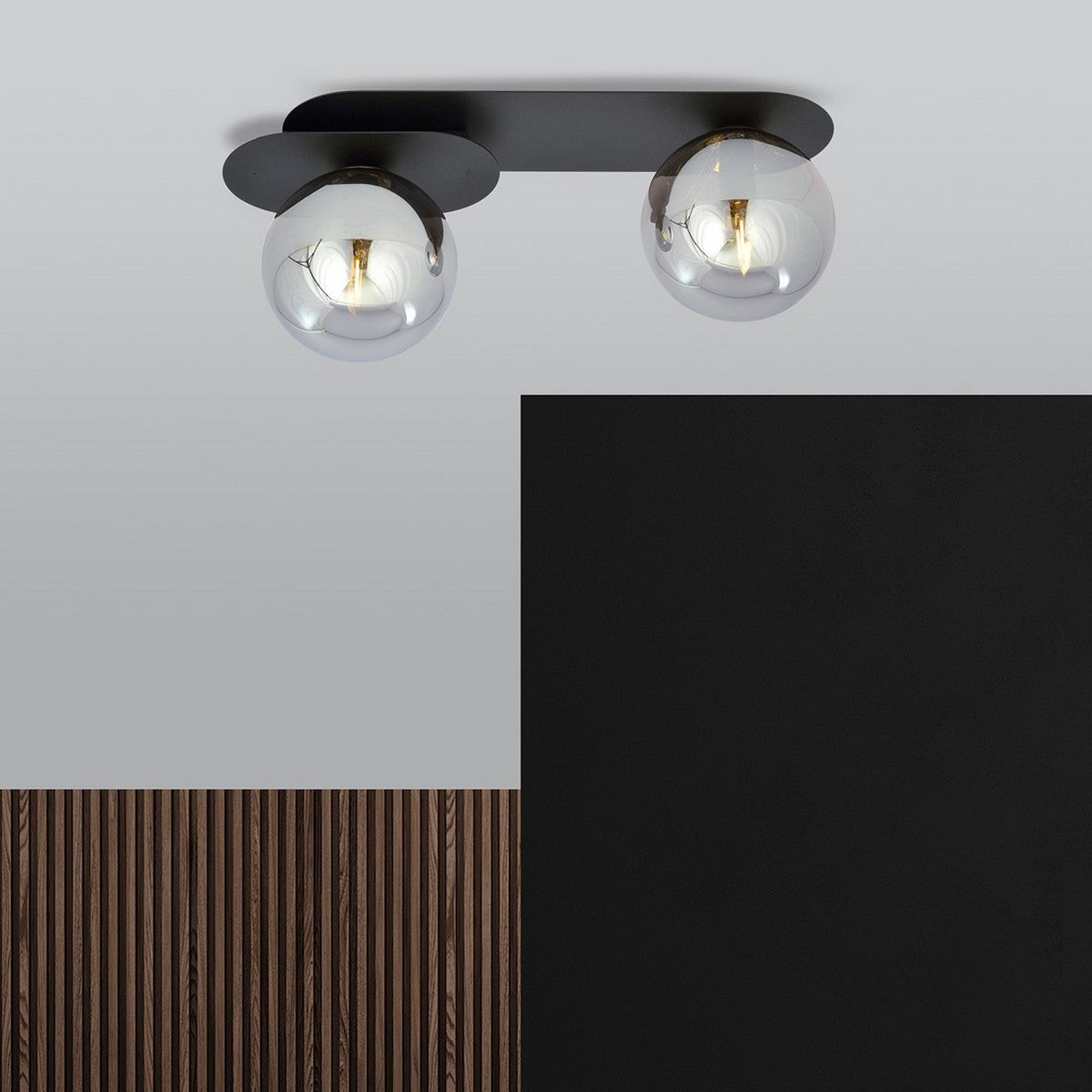 Lampada a Soffitto Plaza 4, Nero, Acciaio, 45x18x14 cm, Seven Design
