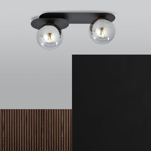 Lampada a Soffitto Plaza 4, Nero, Acciaio, 45x18x14 cm, Seven Design