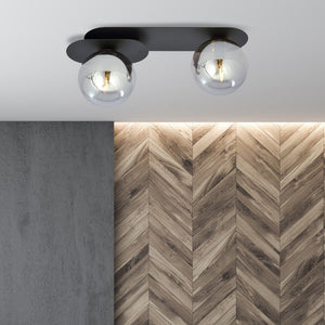 Lampada a Soffitto Plaza 4, Nero, Acciaio, 45x18x14 cm, Seven Design