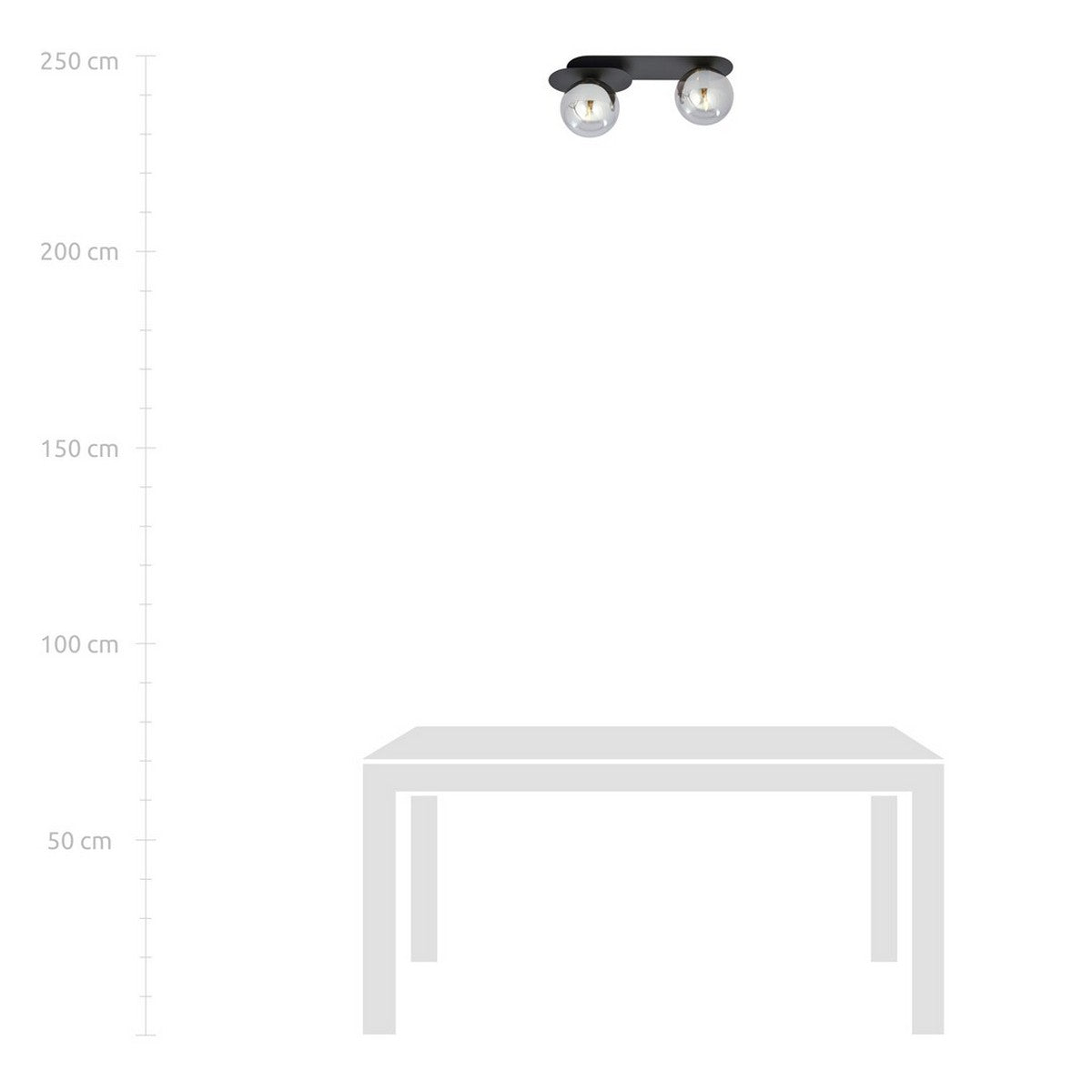 Lampada a Soffitto Plaza 4, Nero, Acciaio, 45x18x14 cm, Seven Design