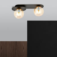 Lampada a Soffitto Plaza 7, Nero, Acciaio, 45x18x14 cm, Seven Design