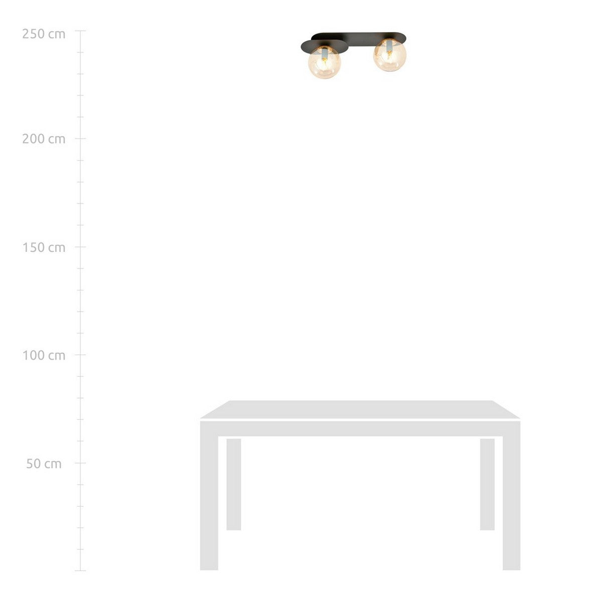 Lampada a Soffitto Plaza 7, Nero, Acciaio, 45x18x14 cm, Seven Design