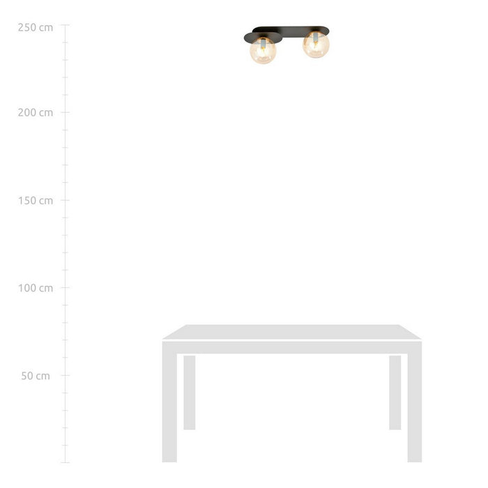 Lampada a Soffitto Plaza 7, Nero, Acciaio, 45x18x14 cm, Seven Design