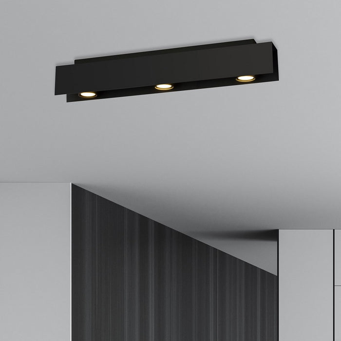 Lampada a Soffitto Kenno, Nero, Acciaio, 72x12x10 cm, Seven Design