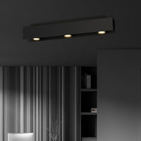 Lampada a Soffitto Kenno, Nero, Acciaio, 72x12x10 cm, Seven Design