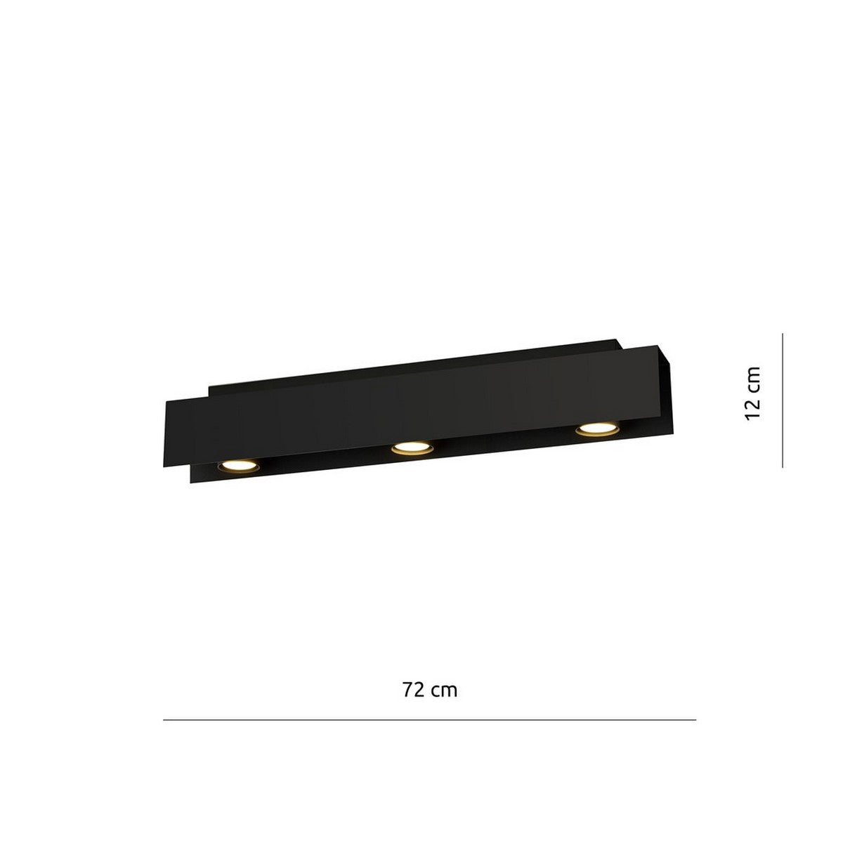 Lampada a Soffitto Kenno, Nero, Acciaio, 72x12x10 cm, Seven Design