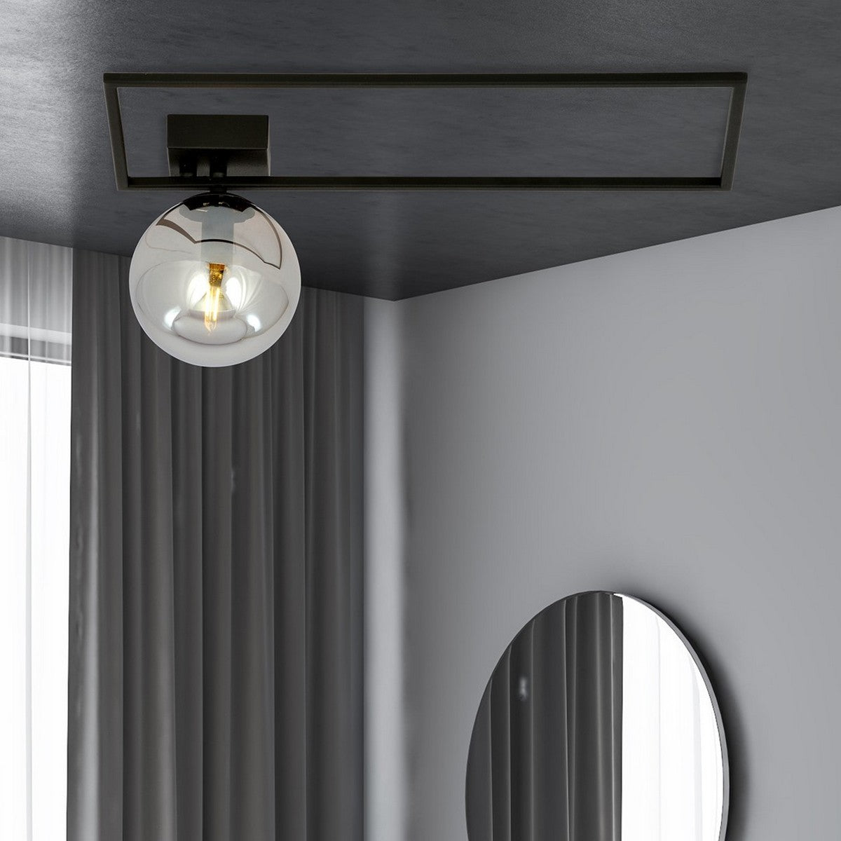 Lampada a Soffitto Imago 6, Nero, Acciaio, 50x21x18 cm, Seven Design