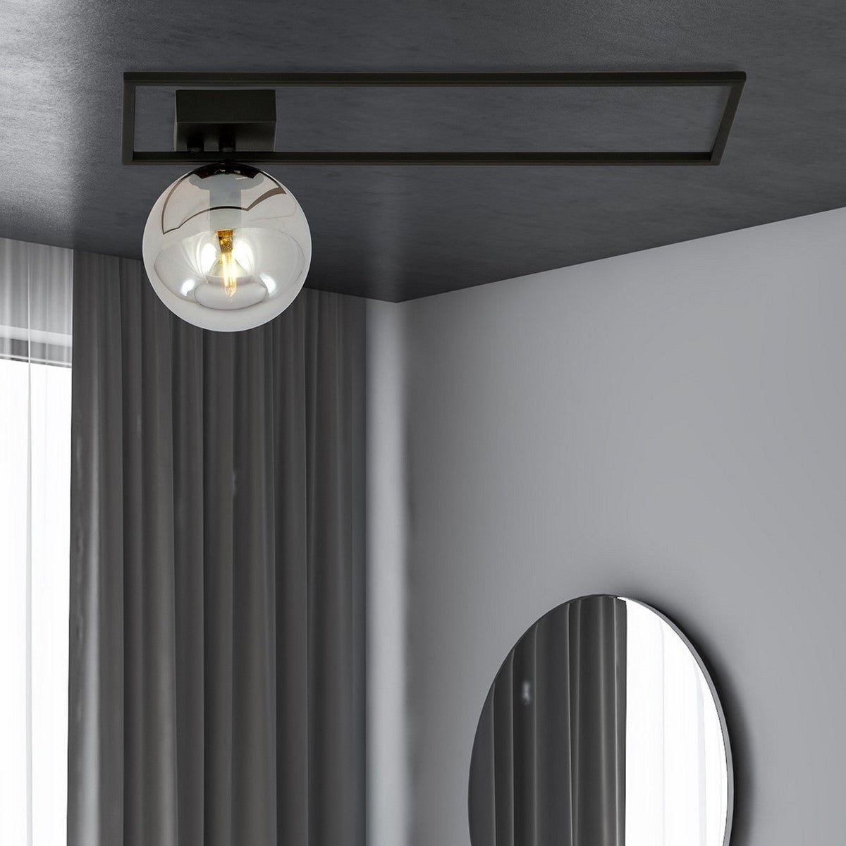 Lampada a Soffitto Imago 7, Nero, Acciaio, 50x21x18 cm, Seven Design