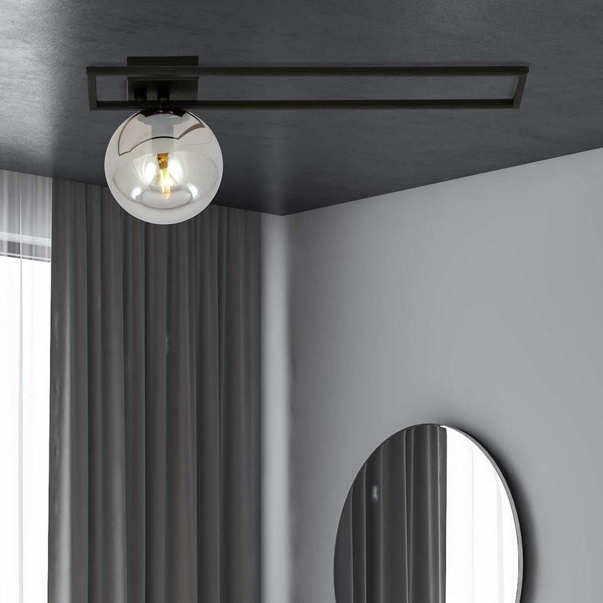Lampada a Soffitto Imago 8, Nero, Acciaio, 50x21x18 cm, Seven Design