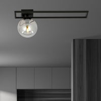 Lampada a Soffitto Imago 8, Nero, Acciaio, 50x21x18 cm, Seven Design