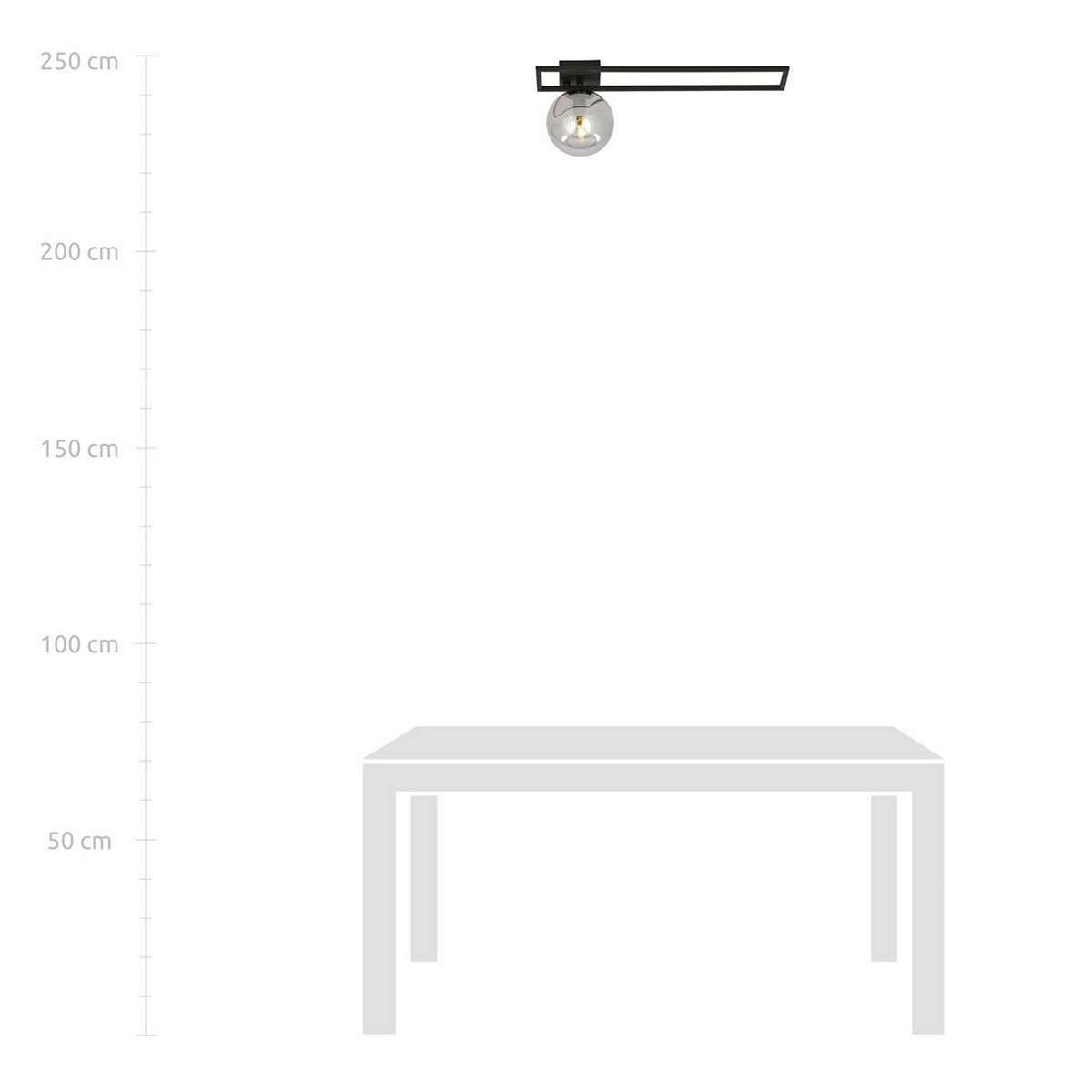 Lampada a Soffitto Imago 8, Nero, Acciaio, 50x21x18 cm, Seven Design