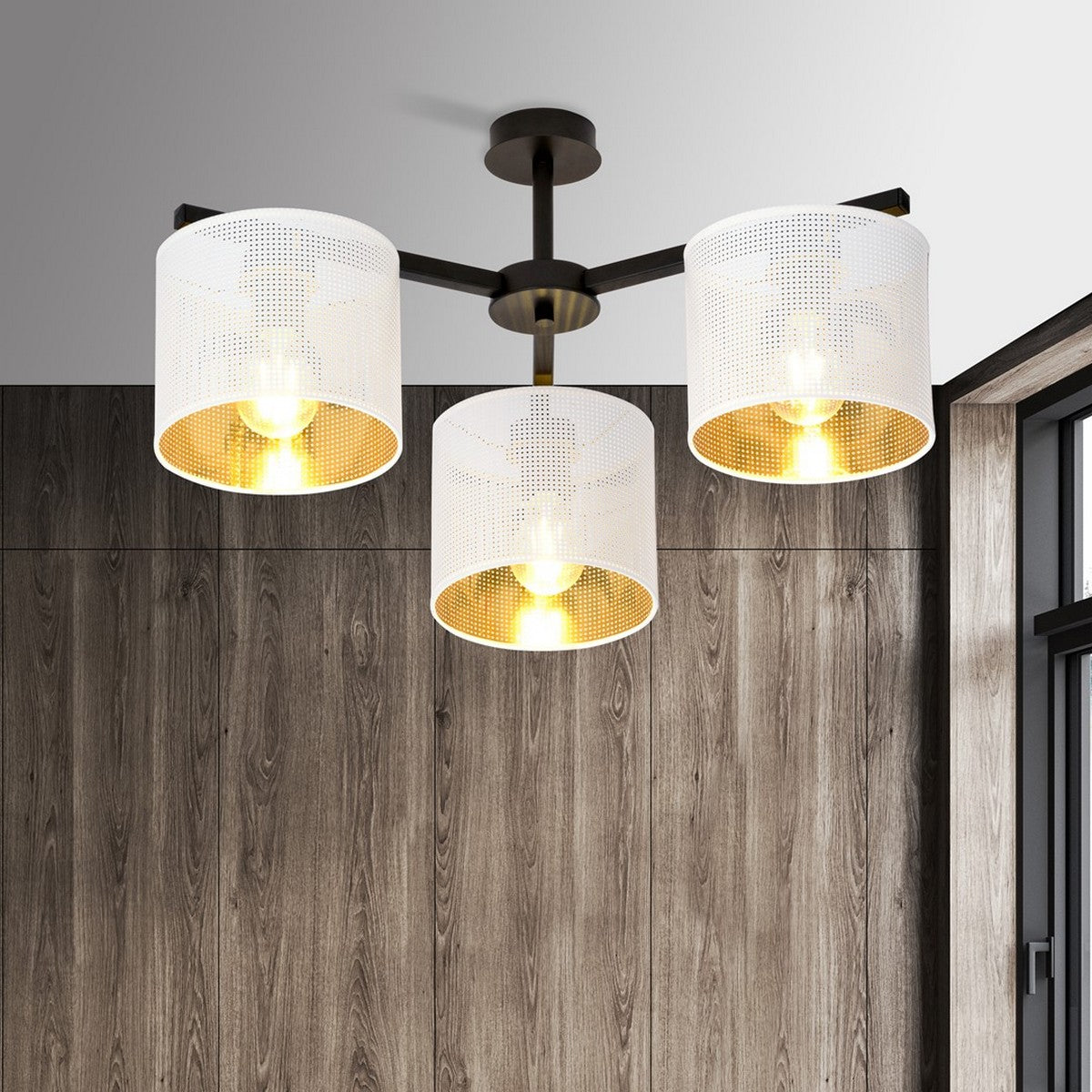 Lampada a Soffitto Jordan 4, Bianco, Acciaio, 55x31x55 cm, Seven Design