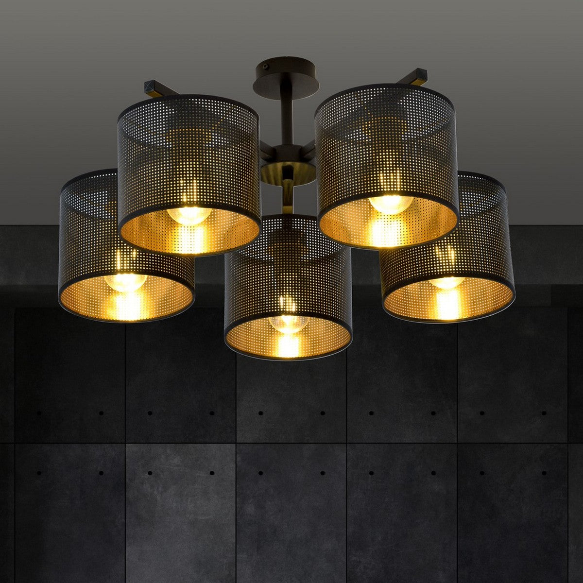 Lampada a Soffitto Jordan 7, Nero, Acciaio, 55x31x55 cm, Seven Design