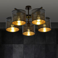 Lampada a Soffitto Jordan 7, Nero, Acciaio, 55x31x55 cm, Seven Design