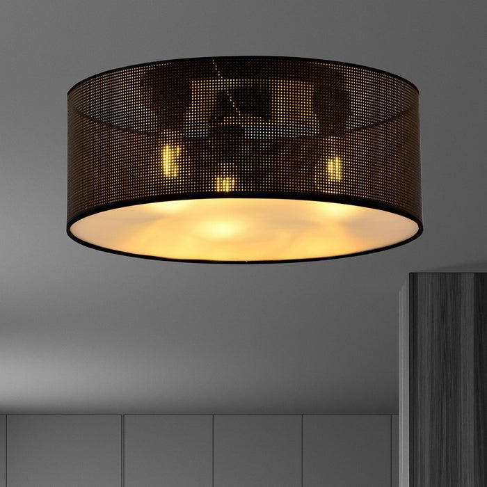Lampada a Soffitto Aston, Nero, Acciaio, 50x20x50 cm, Seven Design
