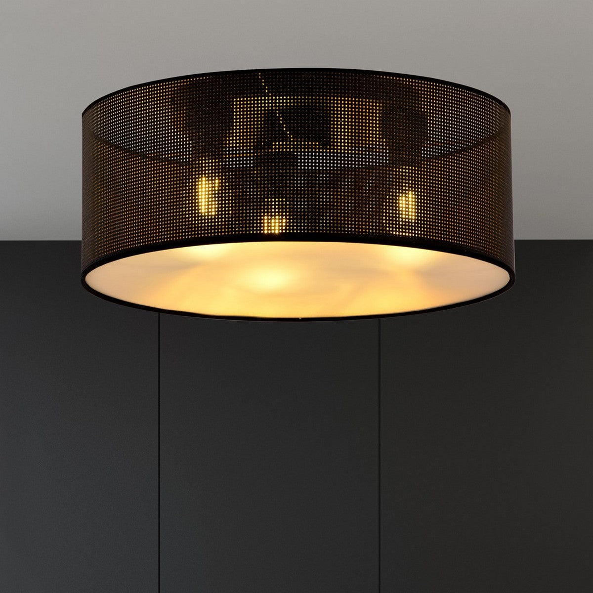 Lampada a Soffitto Aston, Nero, Acciaio, 50x20x50 cm, Seven Design