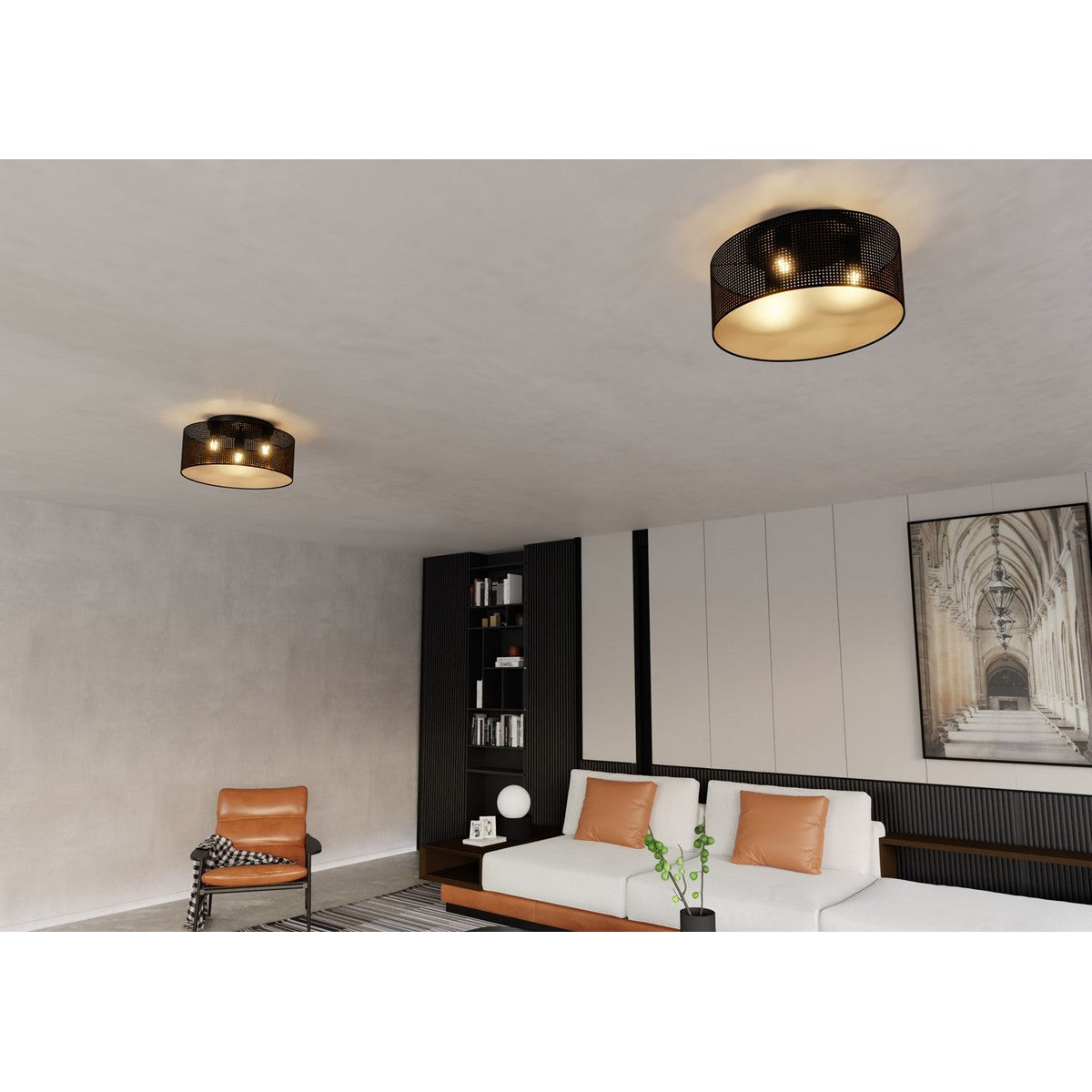 Lampada a Soffitto Aston, Nero, Acciaio, 50x20x50 cm, Seven Design