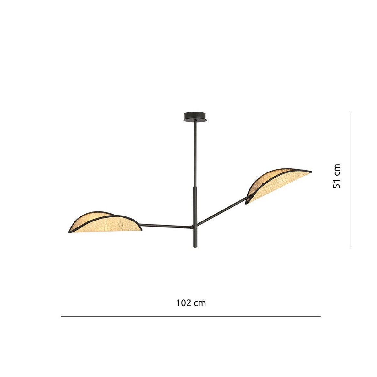 Lampada a Sospensione Vene, Nero, Acciaio, 102x51x11 cm, Seven Design