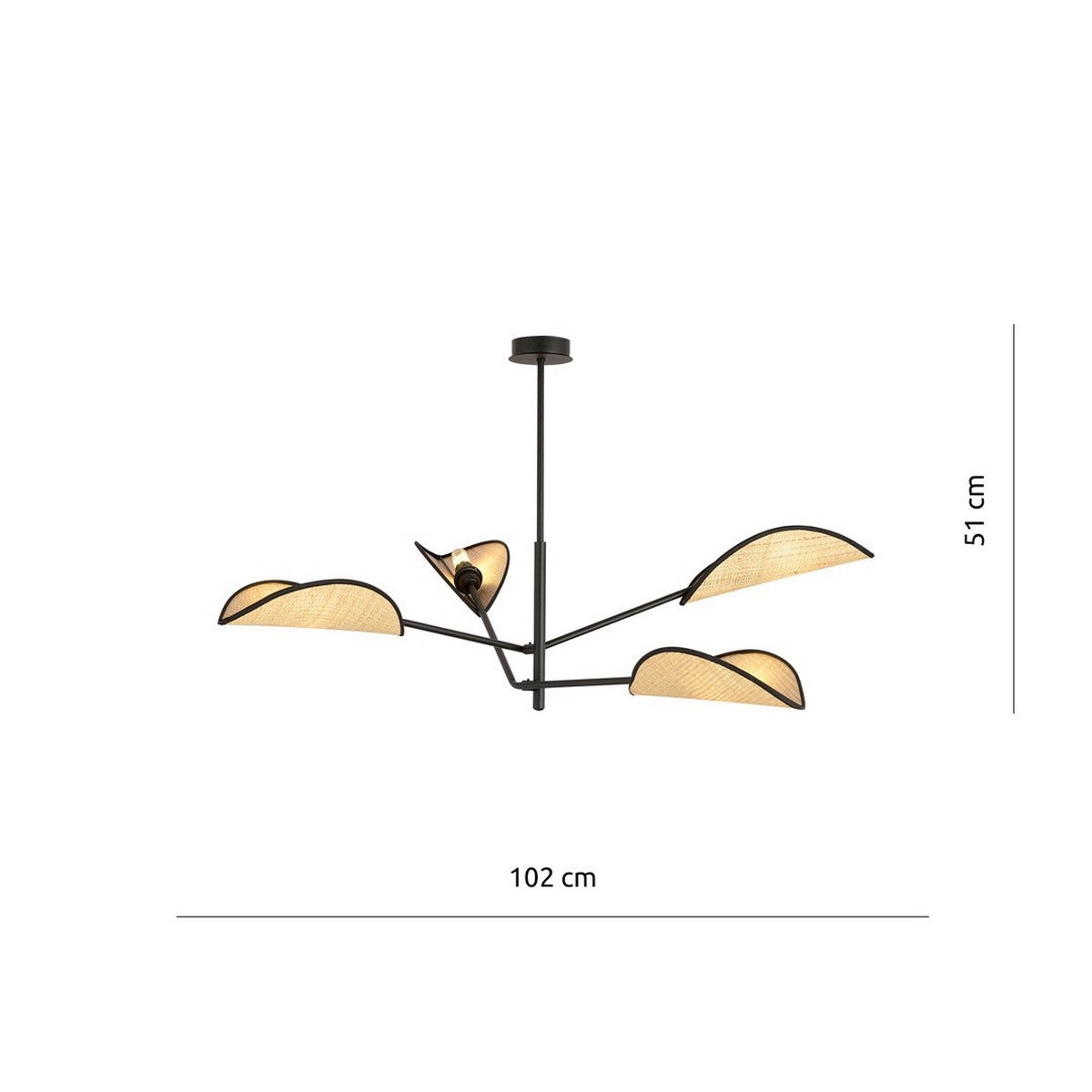 Lampada a Sospensione Vene 1, Nero, Acciaio, 102x51x102 cm, Seven Design