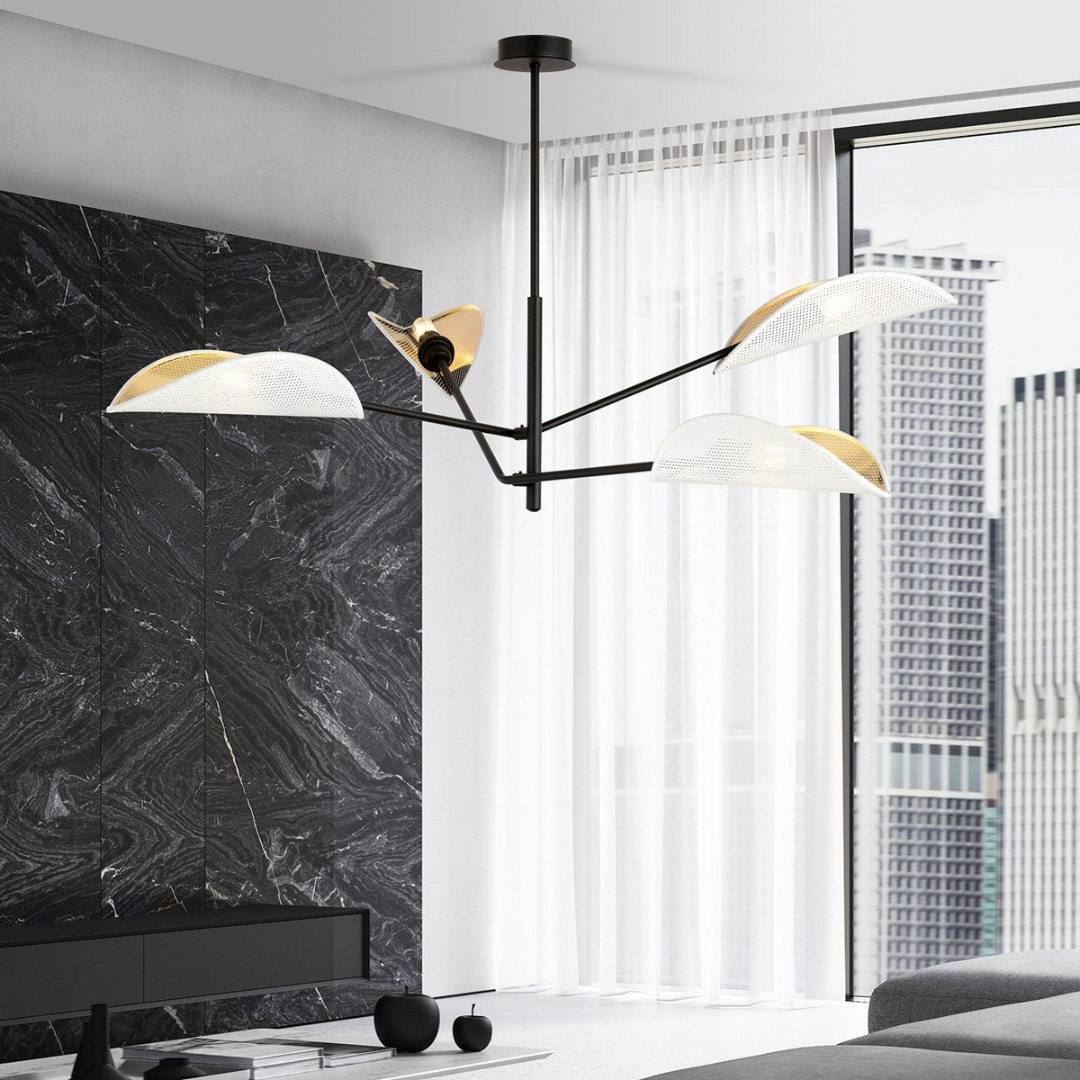 Lampada a Sospensione Vene 9, Nero, Acciaio, 102x51x102 cm, Seven Design