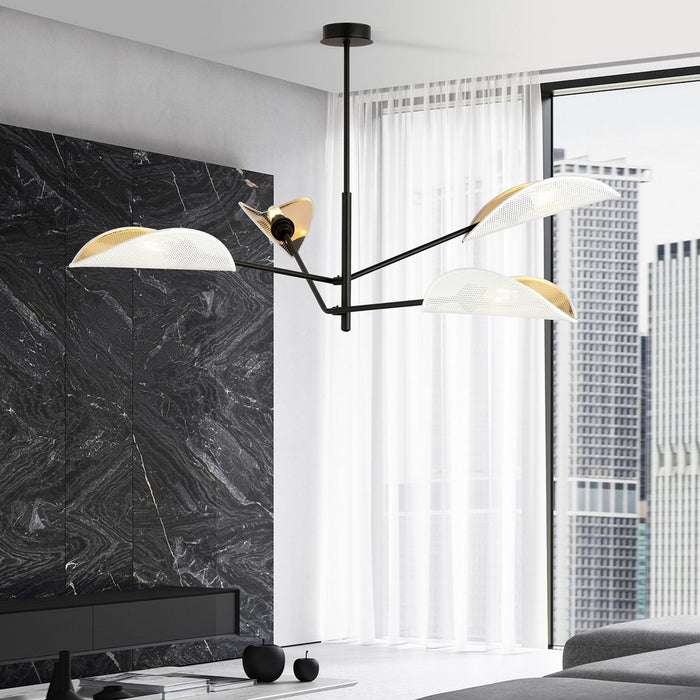 Lampada a Sospensione Vene 9, Nero, Acciaio, 102x51x102 cm, Seven Design