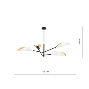 Lampada a Sospensione Vene 9, Nero, Acciaio, 102x51x102 cm, Seven Design