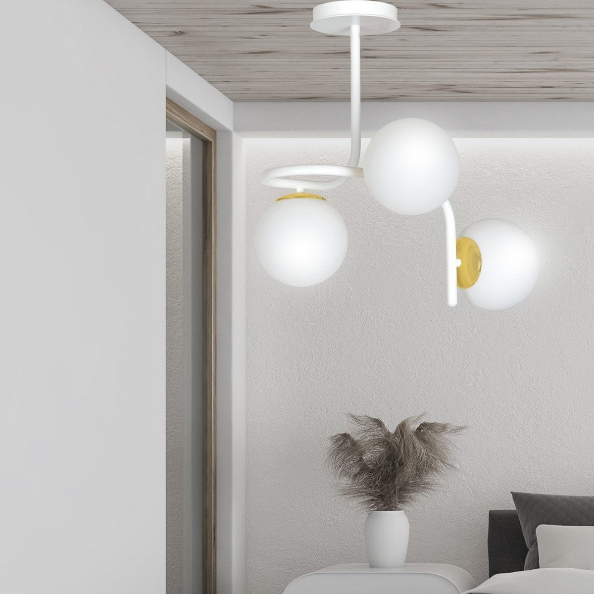 Lampada a Soffitto Ragnar, Bianco, Acciaio, 57x51x40 cm, Seven Design