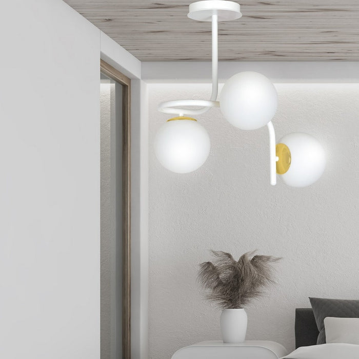 Lampada a Soffitto Ragnar, Bianco, Acciaio, 57x51x40 cm, Seven Design