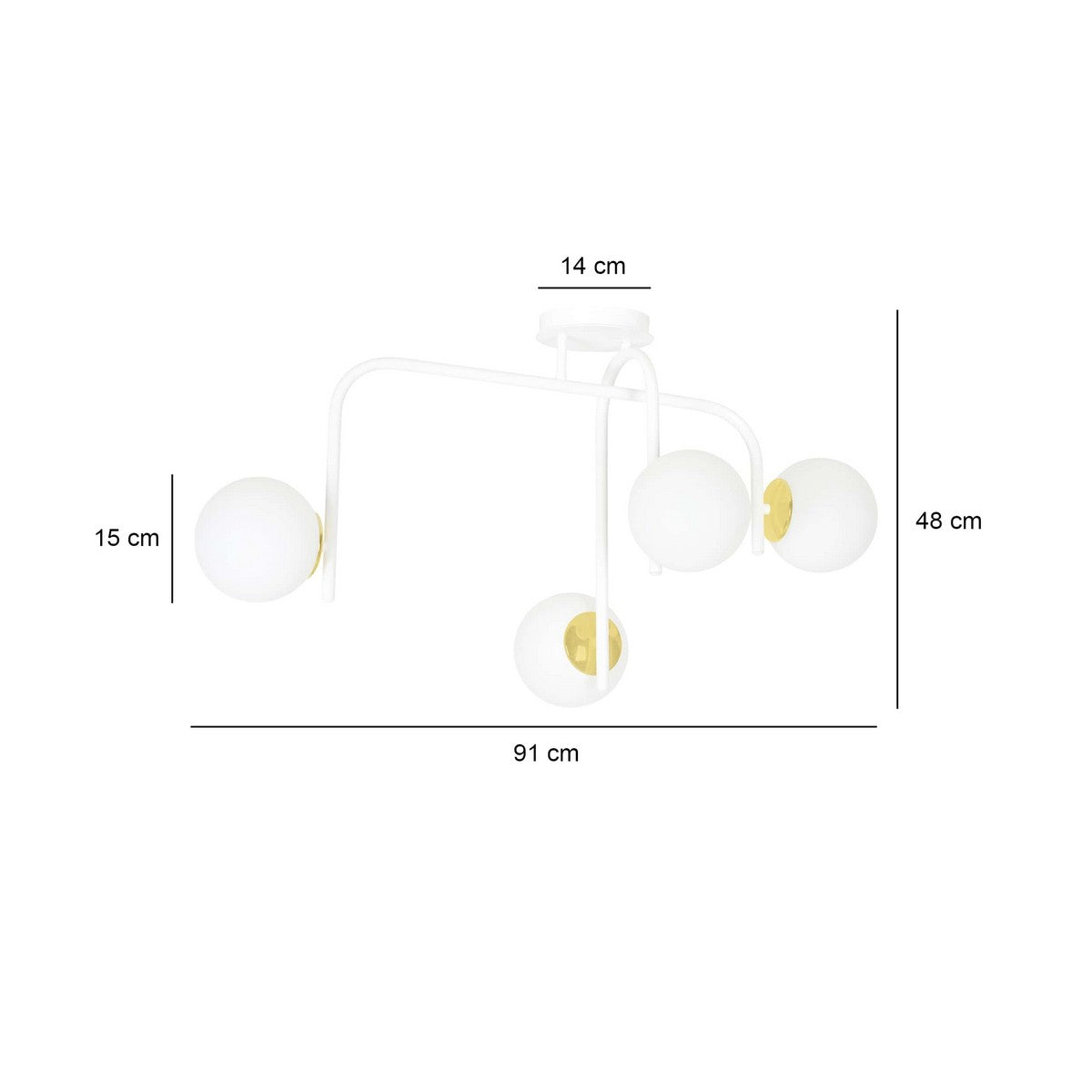 Lampada a Soffitto Ragnar, Bianco, Acciaio, 91x48x40 cm, Seven Design