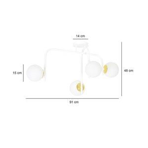 Lampada a Soffitto Ragnar, Bianco, Acciaio, 91x48x40 cm, Seven Design