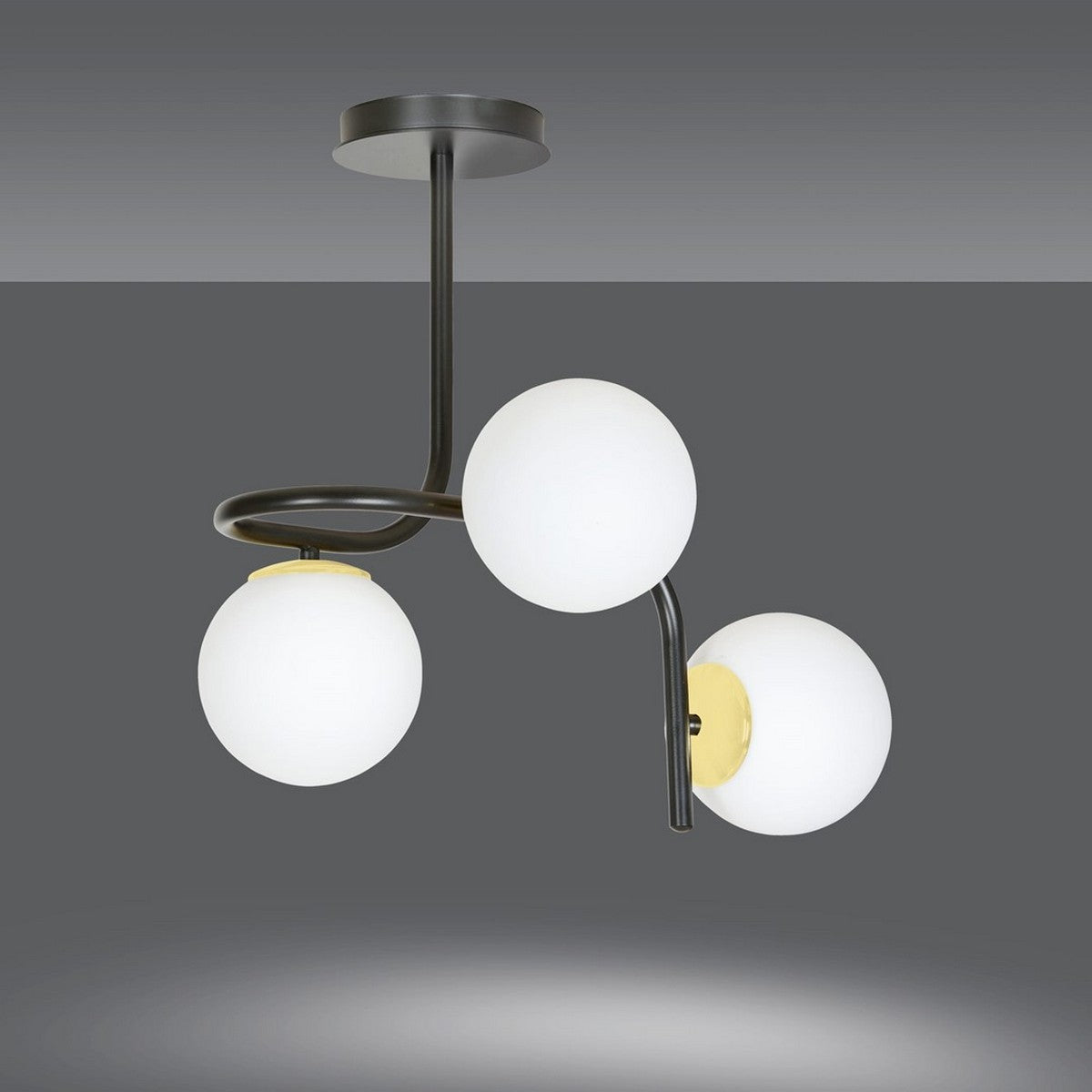 Lampada a Soffitto Ragnar, Nero, Acciaio, 57x51x40 cm, Seven Design