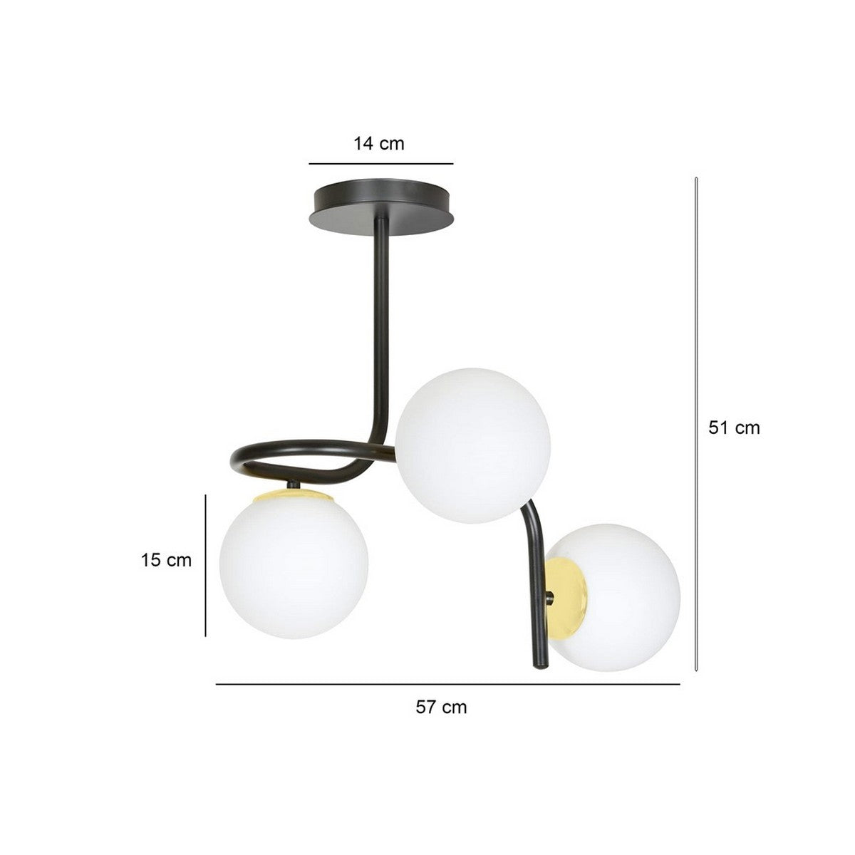 Lampada a Soffitto Ragnar, Nero, Acciaio, 57x51x40 cm, Seven Design