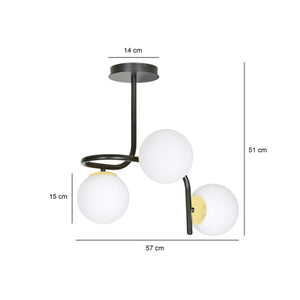 Lampada a Soffitto Ragnar, Nero, Acciaio, 57x51x40 cm, Seven Design