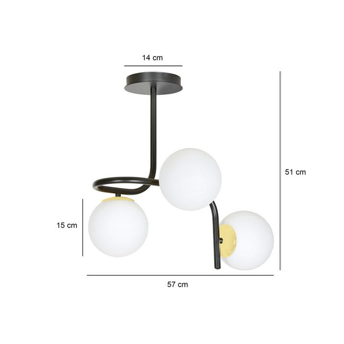 Lampada a Soffitto Ragnar, Nero, Acciaio, 57x51x40 cm, Seven Design