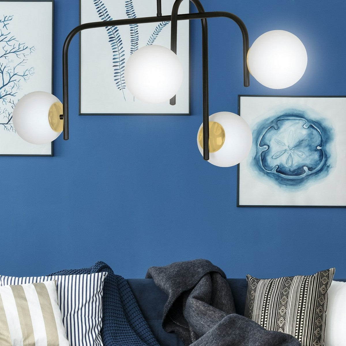 Lampada a Soffitto Ragnar, Nero, Acciaio, 91x48x40 cm, Seven Design