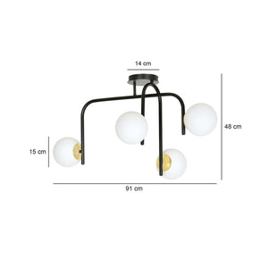 Lampada a Soffitto Ragnar, Nero, Acciaio, 91x48x40 cm, Seven Design
