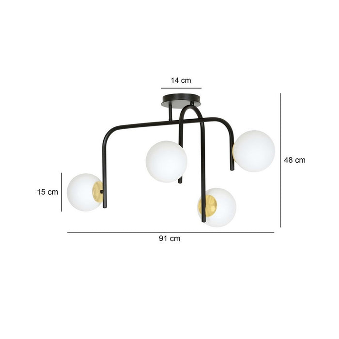 Lampada a Soffitto Ragnar, Nero, Acciaio, 91x48x40 cm, Seven Design