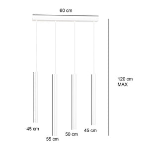 Lampada a Sospensione Selter, Nero, Acciaio, 60x120x6 cm, Seven Design