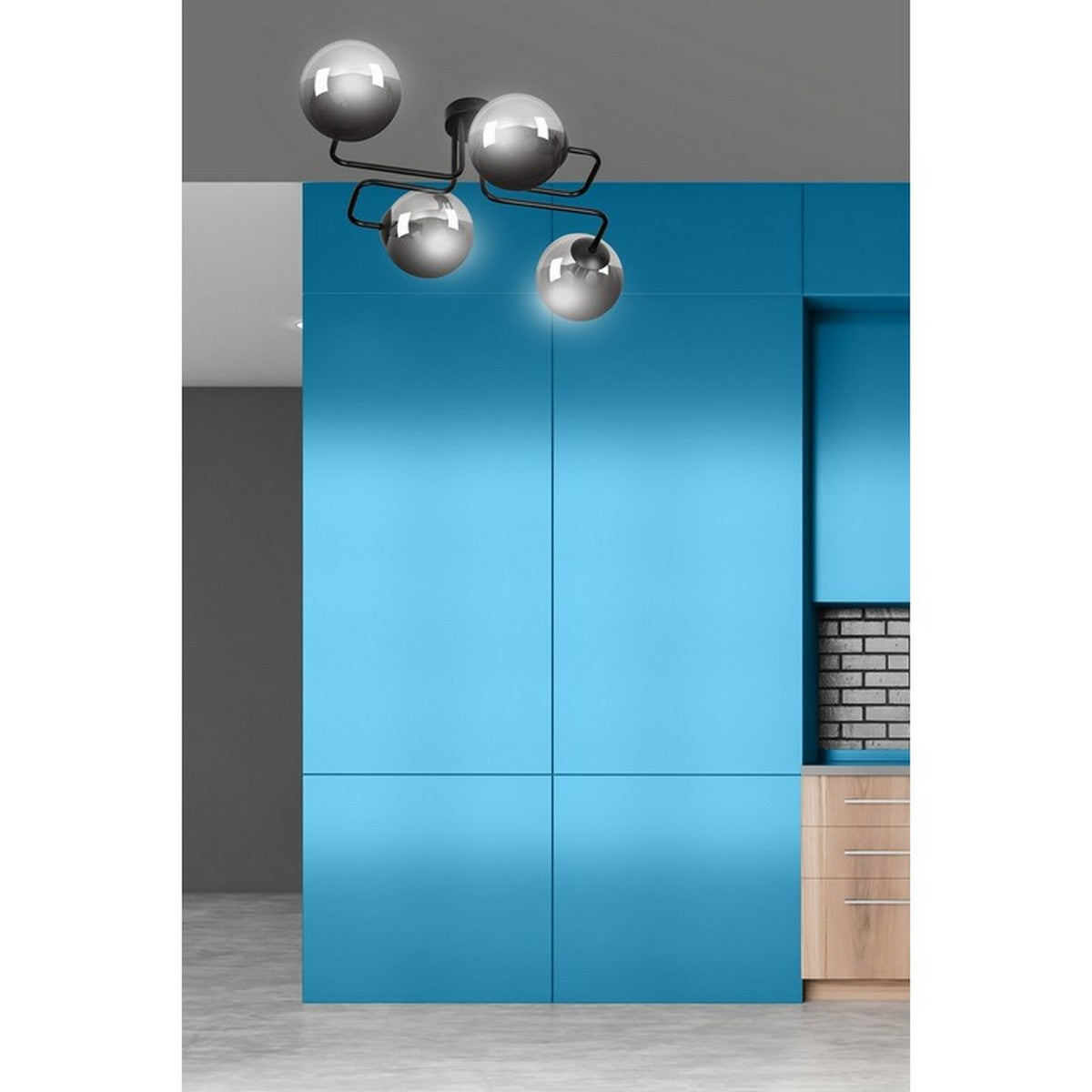 Lampada a Soffitto Brendi, Grigio, Acciaio, 55x32x50 cm, Seven Design