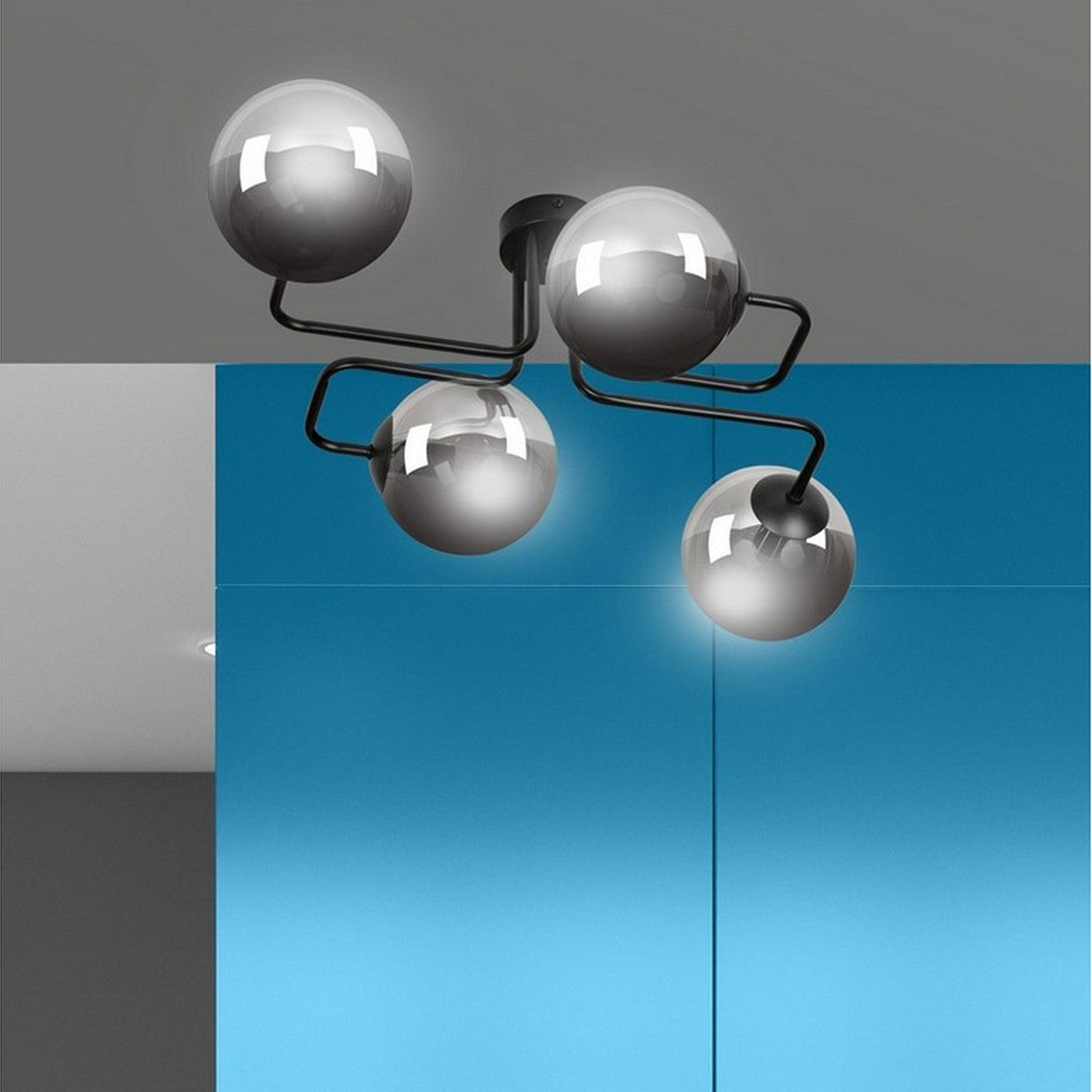 Lampada a Soffitto Brendi, Grigio, Acciaio, 55x32x50 cm, Seven Design