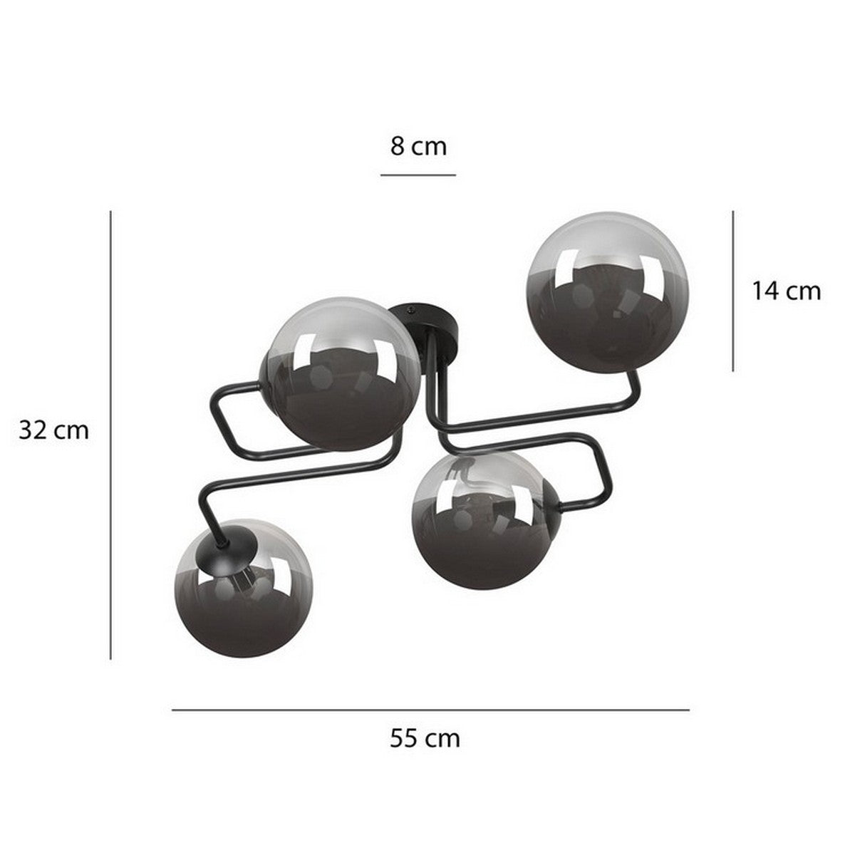 Lampada a Soffitto Brendi, Grigio, Acciaio, 55x32x50 cm, Seven Design