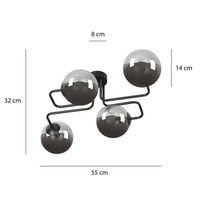 Lampada a Soffitto Brendi, Grigio, Acciaio, 55x32x50 cm, Seven Design