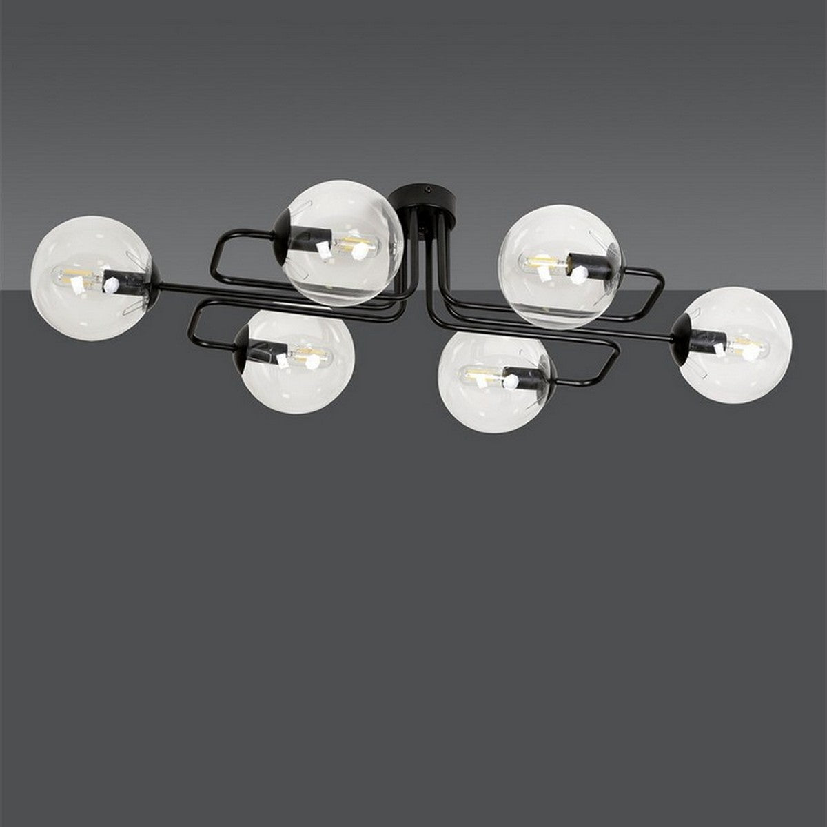 Lampada a Soffitto Brendi, Nero, Acciaio, 93x32x50 cm, Seven Design