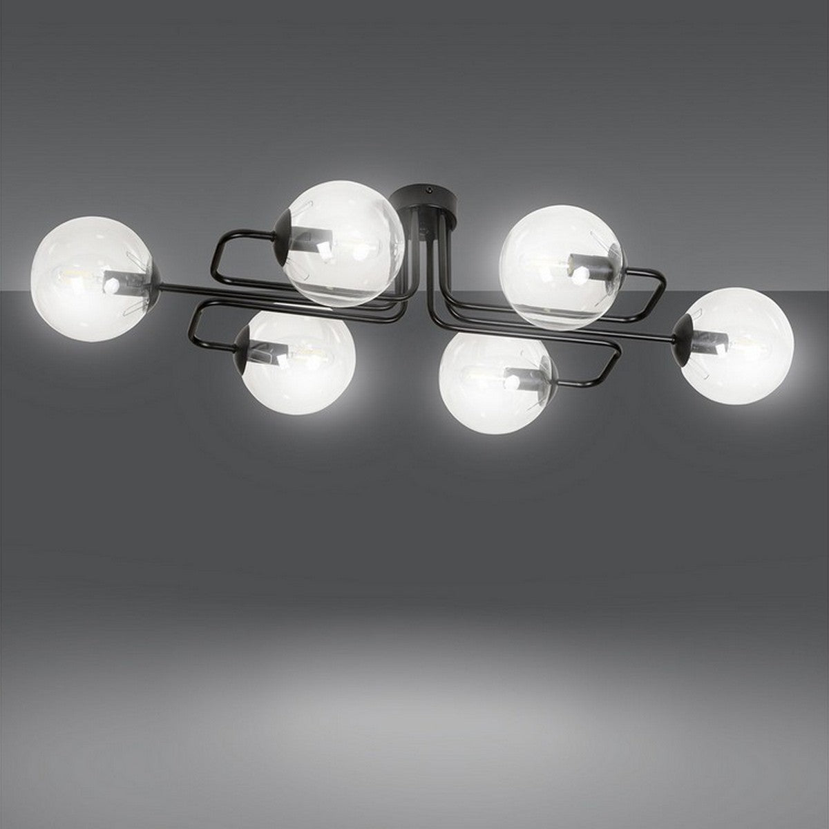 Lampada a Soffitto Brendi, Nero, Acciaio, 93x32x50 cm, Seven Design