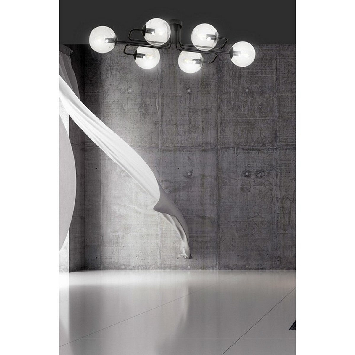 Lampada a Soffitto Brendi, Nero, Acciaio, 93x32x50 cm, Seven Design