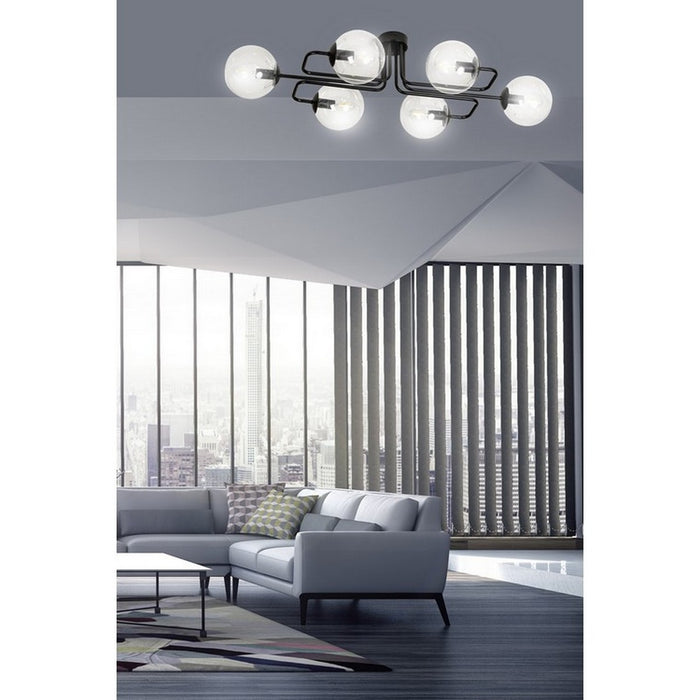 Lampada a Soffitto Brendi, Nero, Acciaio, 93x32x50 cm, Seven Design