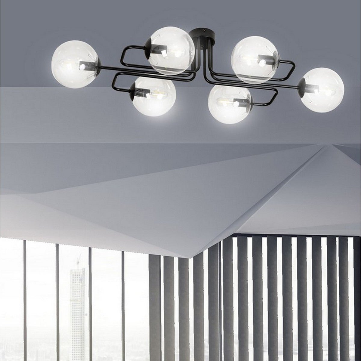 Lampada a Soffitto Brendi, Nero, Acciaio, 93x32x50 cm, Seven Design